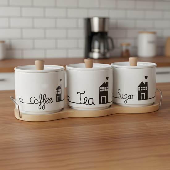 Porcelain Spice Jar Set - 3 Pcs